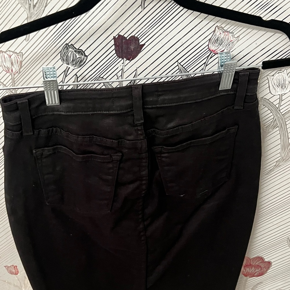 Seven Two Denim Size 4 Black Leather Like Skirt Pre Owned Good